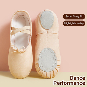 Zapatillas de <span class=keywords><strong>Ballet</strong></span> y Danza Moderna para Niñas, al por Mayor, Personalizadas, con Cordones, Suela de Lona y Cuero, Transpirables y Cómodas - Product Image 4