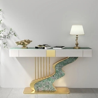 Table console en marbre de luxe léger avec tiroir, design moderne pour salon, meubles de maison
