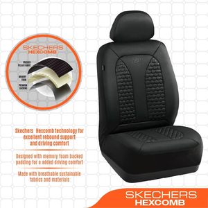 Noir deux housses de siège avant Hexcomb respirant en <span class=keywords><strong>cuir</strong></span> épais Protection de confort automobile pour la plupart des voitures et camions - Product Image 4