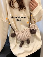 Sac à téléphone portable en crochet fait main, petit sac à monnaie tricoté, pochette bandoulière pour femme, motif mignon de dessin animé, en tissu
