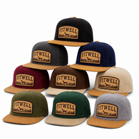 Casquette de baseball à visière plate en velours côtelé personnalisée OEM ODM avec patch brodé, fabricant de chapeaux streetwear à marque privée