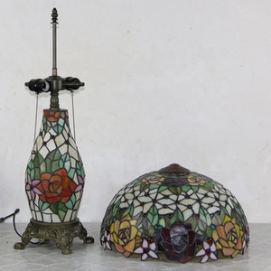 LongHuiJing Classic European Mediterranean Eco-Friendly Flexible Adjustable Dome Table Lamp <b>Rose</b> Stained Glass Lampshade AC LED - Product Image 5