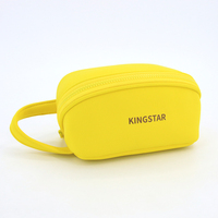 Pochette à fermeture éclair en néoprène avec logo personnalisé, pochette à bulles gonflée, sac de rangement pour cosmétiques, maquillage, soins de la peau pour femmes, pochette jaune pour l'été