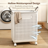 Panier à linge pliable avec roulettes universelles, grande capacité, bac de rangement pour vêtements sales, pour salle de bain, chambre à coucher, buanderie