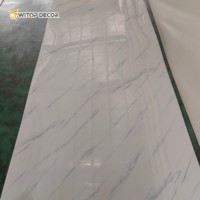Panel de pared de PVC de lujo, hoja de mármol de patrón rico para cocina interior/baño/sala de estar, estilo de diseño moderno, función impermeable
