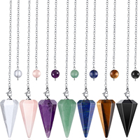 Pendules en cristal Chakra Reiki Guérison Pendentifs pour Divination Radiesthésie Yoga Méditation Quartz Pendule Bijoux pour Femmes Hommes