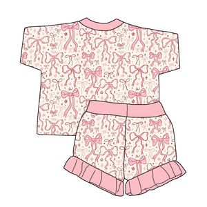 Set Estivo alla Moda per Bambine con Stampa Leopardata e Fiocco - Maglietta a Maniche Corte e Pantaloncini con Decorazioni in Pizzo - Product Image 4