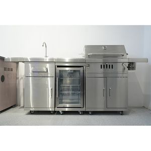 Meubles de cuisine extérieure haut de gamme à 4 brûleurs avec barbecue, en acier inoxydable SS304, grille composite, <span class=keywords><strong>bac</strong></span> à graisse <span class=keywords><strong>et</strong></span> pieds réglables - Product Image 1