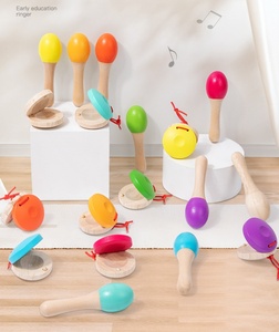 Castagnettes en bois en gros pour tout-petits, instrument de musique Orff, instrument de percussion, jouets éducatifs musicaux précoces - Product Image 5