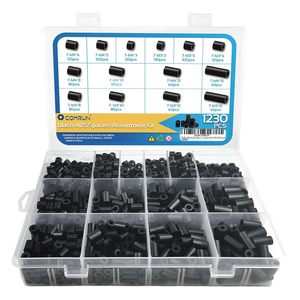 Kit d'espacement Comrun Black Abs, assortiment M3 M4 métrique sans filetage, 1230 pièces pour vis - Product Image 1