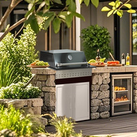 Barbecue en acier inoxydable noir SUS304 moderne de luxe robuste avec couvercle à gaz GPL NG à 3 brûleurs