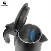 Bouilloire Électrique Sans Fil de Luxe 1,2 L Noire en Acier Inoxydable 304 de Qualité Alimentaire avec Fenêtre Visible