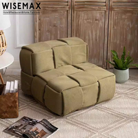 WISEMAX FURNITURE Nordic Lazy Sofa Chair Canapés de salon Canapés en tissu doux Recliner Paresseux Siège unique Floor Leisure Sofa Set
