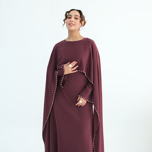 Vêtements islamiques pour femmes, cape abaya de luxe ornée de perles et de diamants, nouvelle abaya élégante en Nida, robe musulmane pour femmes, abaya fermée, Eid - Product Image 3