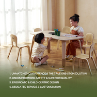 Ensemble table et chaises pour enfants Hikeylove, en bois moderne, avec fonctions de sécurité, chaises empilables écologiques pour l'école, utilisation réglable pour la salle de jeux