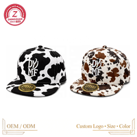 Gorra de Béisbol de Algodón con Visera Plana y Estampado de Vaca con Logotipo Bordado en 3D, 6 Paneles, Unisex, Estilo Urbano, Gorras Originales Deportivas