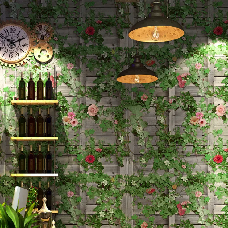 Nueva llegada de la habitación de papel de pared verde floral diseño 3d mural papel pintado
