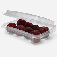 Boîte en plastique à clapet en gros, emballage jetable en PET pour tomates cerises, bleuets, barquettes de fruits en plastique avec trou