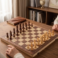 Jeu d'échecs magnétique en bois massif, échiquier pliable, jeu de stratégie portable pour enfants, étudiants, entraînement