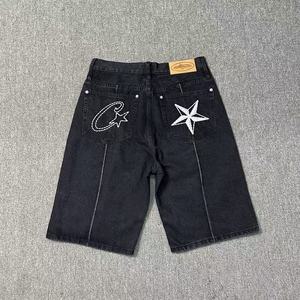 Shorts en jean brodés pentagramme pour homme, style streetwear d'été, <span class=keywords><strong>Corteiz</strong></span> Devil Island, coupe ample décontractée, tendance cinq-quarts - Product Image 4