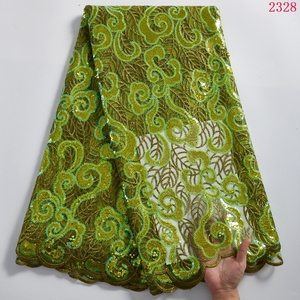 Tissu en dentelle de tulle français africain floral de première qualité avec sequins, tissu floral unique en maille pour robes, vêtements nigérians pour grandes occasions 2580 - Product Image 2