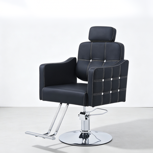 <span class=keywords><strong>Chaise</strong></span> de Barbier Hydraulique Professionnelle avec Appui-tête Amovible et Repose-pieds en Métal Durable – Équipement de Salon de Coiffure Artisanat Exquis - Product Image 1
