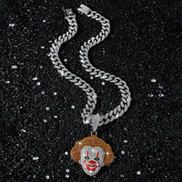Chaîne cubaine en alliage de zinc avec pendentif clown collier joker charme collier hiphop rappeur bijoux