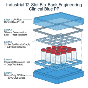 Organizador de Espacio para Banco de Biobancos de 12 Unidades - Caja de Almacenamiento Segura de Alta Densidad en Azul Clínico y PP Transparente de Alta Claridad - Product Image 4