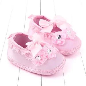 Neugeborene süße Pre Walker Baby Säuglings bögen Schuhe Baby 1 Jahr Baby Crystal Kids Blumen schuhe