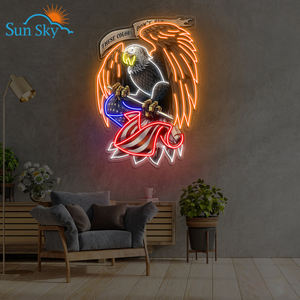 Drop Shipping Design personalizzato gratuito vari casa patriottico aquila insegna al Neon con bandiera americana ali luci al Neon - Product Image 5