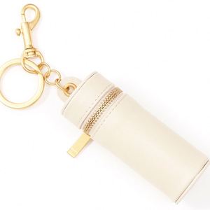 PU Leather Zippered Lipstick Holder Keychain <b>Bag</b> Charm Portable Chapstick Case Lipstick <b>Bags</b> - Product Image 3