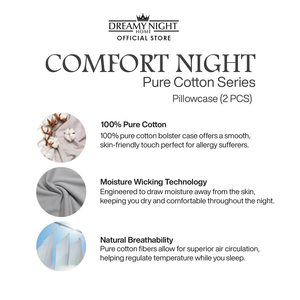 Funda De Almohada Comfort Night, 2 uds., Algodón puro, suave, transpirable, diseño agradable a la piel para un sueño Premium - Product Image 6