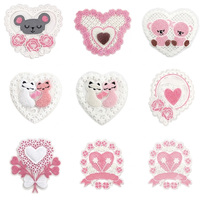 Patch brodé en dentelle motif cœur mignon, applique florale thermocollante pour vêtements, robes et décoration DIY