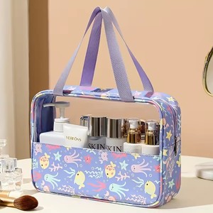 Bolsa de cosméticos transparente con estampado, impermeable, portátil, de gran capacidad, para baño, viaje, 1 ud. - Product Image 3