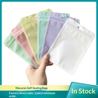 Sachet transparent holographique auto-scellant en PE couleur macaron, épaissi, pour emballage de bijoux, boucles d'oreilles et pinceaux de maquillage