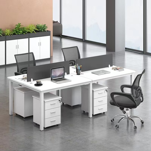 Modern Ergonomic Office Computer Desk with Storage Drawers-Durable Wood Construction for Staff Workstation