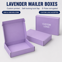 Boîte d'expédition en carton ondulé personnalisée, violet lavande mat, à fermeture auto-adhésive, emballage plat pour cosmétiques, cadeaux de beauté, usine OEM ODM