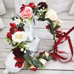 Rose Headband For Floral Artificial Wedding Party Graduation Accessories Island Dancing Headdress Bridal Bridesmaid Headpieces