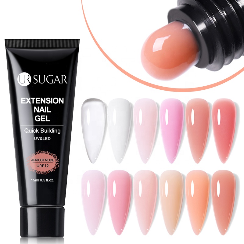 UR SUGAR Private Label No Burn No Heat Acryl Gel Nails Natural Clear Jelly Solid Color Acrylic Poly Gel for Extension