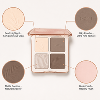 DOPI Nouvelle Arrivée Palette de Contouring Visage 4-en-1 : Highlighter, Blush, Poudre Mate – Cosmétiques Personnalisés OEM ODM, Marque Privée, Vente en Gros