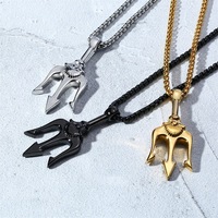 Pendentif personnalisé Sea King Poseidon Trident Bijoux de protection Cadeau de marin en acier inoxydable Collier amulette Grèce antique