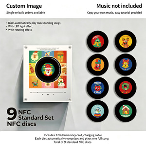 Cajas de Música Personalizadas con 9 Discos de Vinilo Giratorios NFC, Reproductor de Música con Luz Cálida y Reproducción Automática para Decoración Navideña y Regalos - Product Image 1