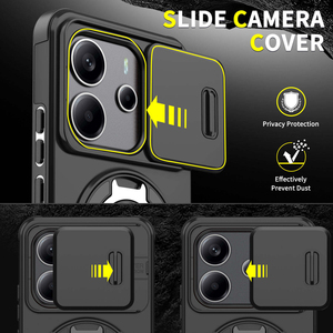 Étui robuste avec cache-caméra coulissant et support pour Redmi Note 14 4G, compatible Xiaomi Redmi Note 14 Pro Plus 5G et 13 Pro - Product Image 5