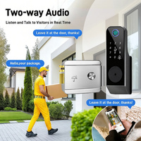 Serrure de porte extérieure intelligente numérique électronique Wifi Tuya IP65 étanche Sinon Outdoor avec double lecteur d'empreintes digitales Ttlock pour villa