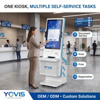 Kiosque interactif tactile sur pied de 43 pouces pour la commande automatique, la numérisation de documents d'identité et l'impression, idéal pour les salles d'attente hospitalières