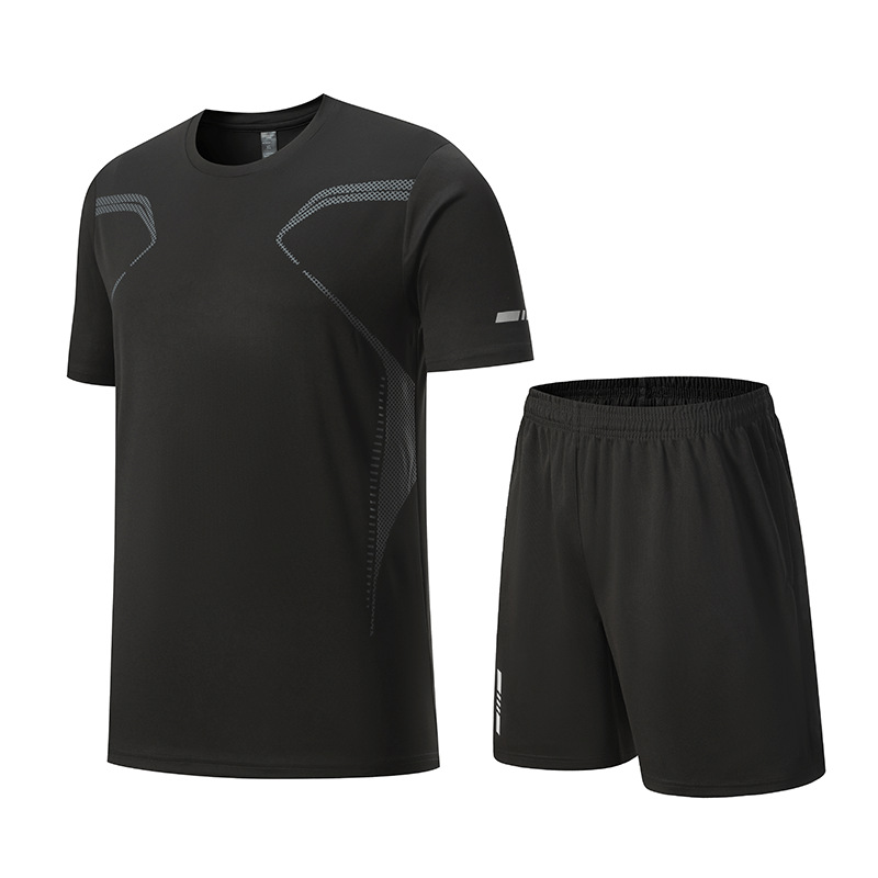 Conjunto de camiseta de running negra KJW-6802
