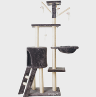 Grand arbre à chat en bois, griffoir multi-niveaux, meuble d'intérieur pour animaux de compagnie