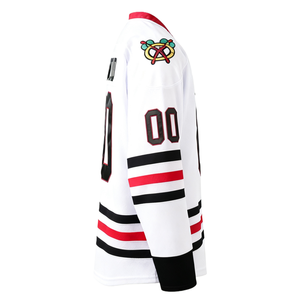 高品质来样定做冰球白色空白制服斜纹刺绣冰球运动衫制服穿 - Product Image 6