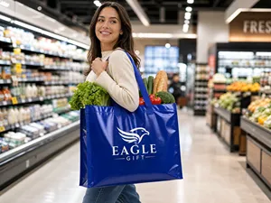 Sac fourre-tout en toile de coton durable en gros, imprimé sur mesure par sérigraphie, réutilisable, avec fermeture auto-agrippante en PP laminé, pour bouteille de vin - Product Image 1
