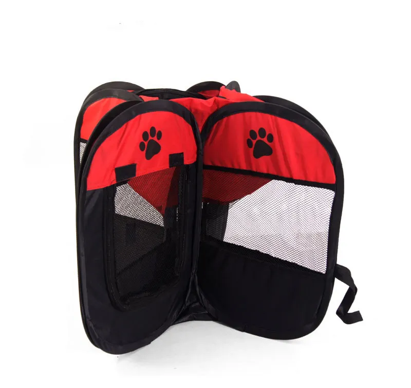 Vente chaude Rouge Oxford Pet Carrier Brown Cage Tentes Pliantes Pour Animaux De Compagnie En Plein Air Chat Maison Rouge Usine Ventes Directes Tentes Pour Animaux De Compagnie